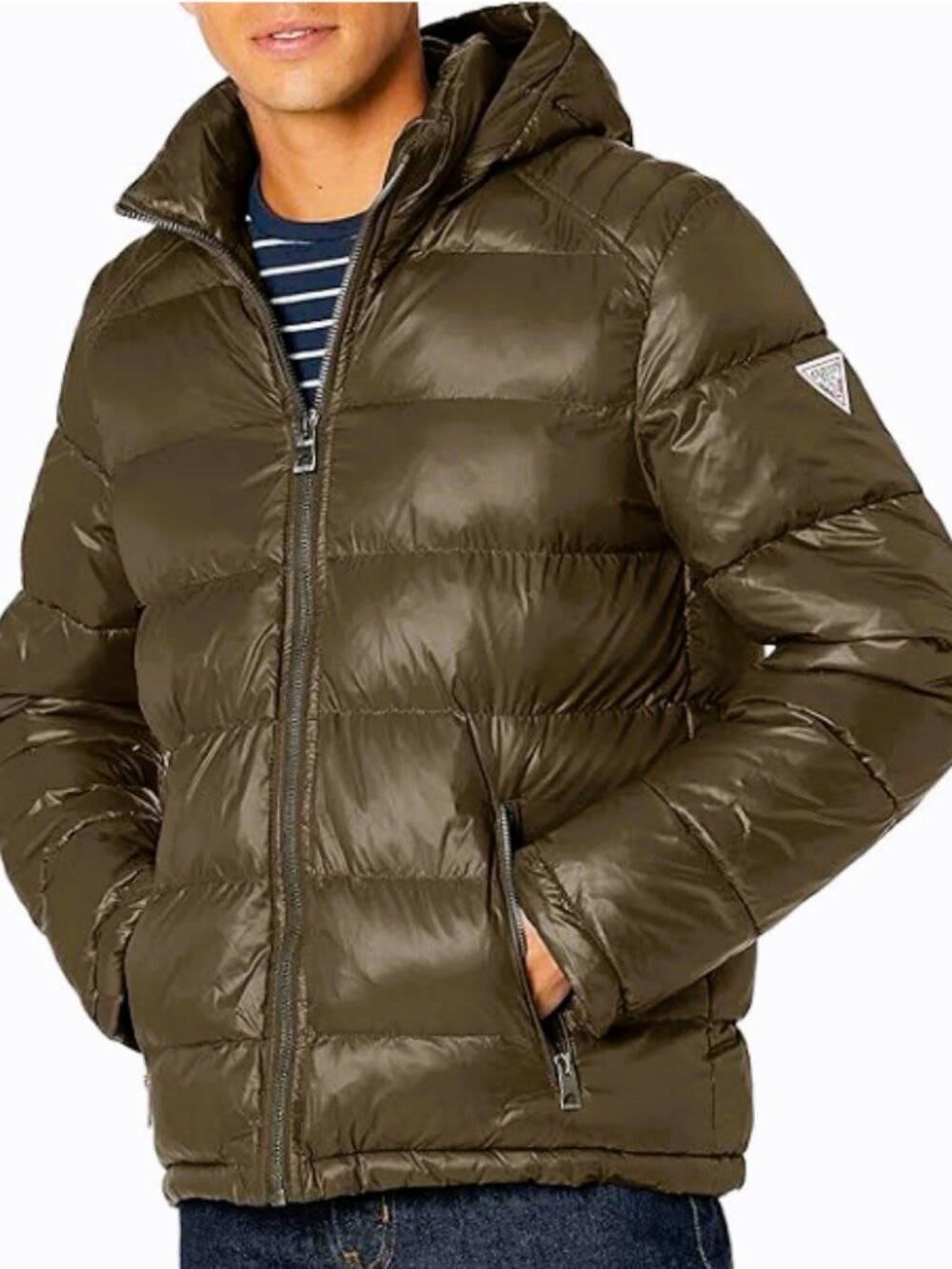 GUESS Men's Brown Hooded Jacket – Size M